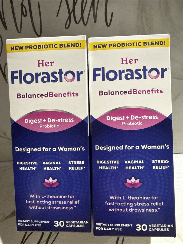 Her Florastor Digest + De-Stress Probiotic – 30 Capsules (2 Pack) Exp. 08/2026