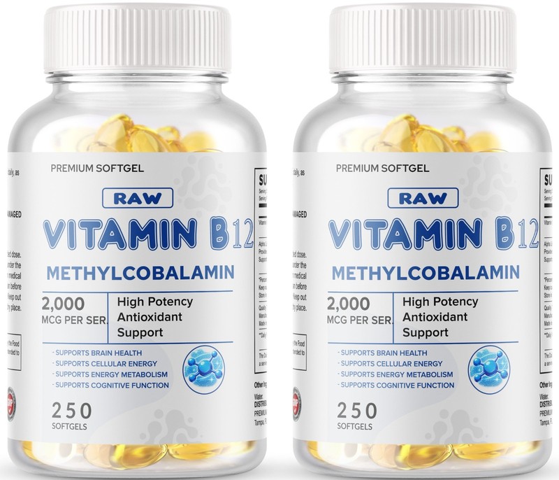500 Softgels Total Vitamin B12 (Methylcobalamin) 2000mcg, NON-GMO USA FREE SHIP