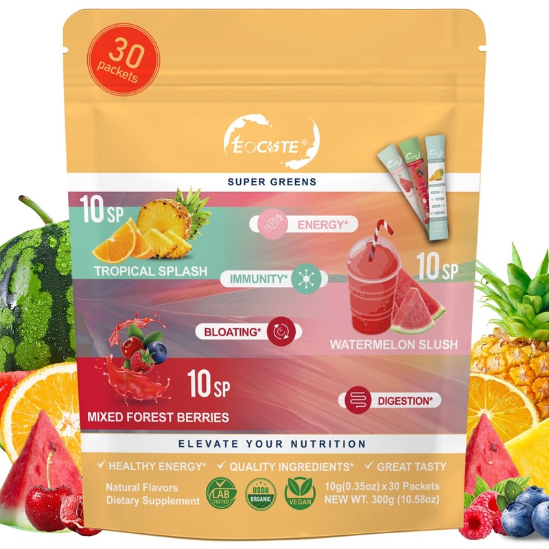Super GREEN Powder Bloating Relief Gut Health Care & More 3 flavors-30 packet US