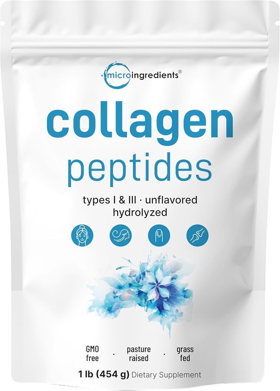 Collagen Peptides Powder – Unflavored, Grass-Fed, 11g/serving, Type I & III