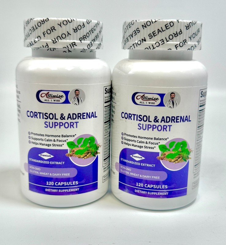 2 Pack Alliwise Cortisol Supplements For Women $ Men 240 Capsules *EXP 05/2027*