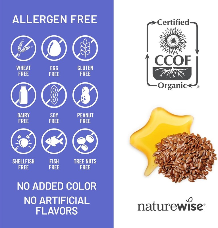 NatureWise Organic Flaxseed Oil 720mg ALA Omega 3 240 Softgels Non GMO gallery
