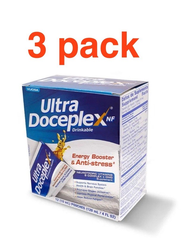3 PACK ULTRADOCEPLEX ENERGY BOOSTER ANTI-STRESS /ULTRA DOCEPLEX 12 VIALS
