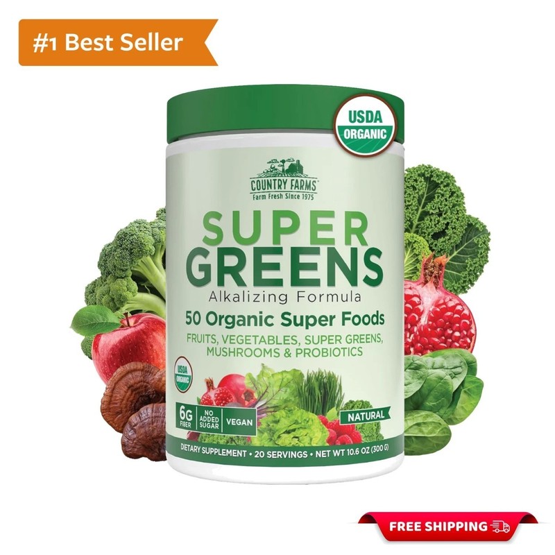 Organic Super Greens Drink Mix – 50 Superfoods for Energy & Immune Support