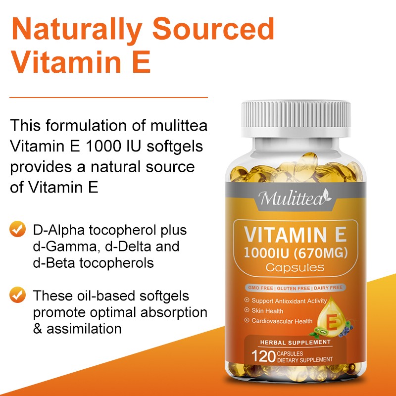 Vitamin E 1000 IU Softgels – Natural Antioxidant for Skin, Immune & Cell Support gallery
