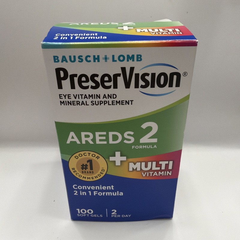 PreserVision AREDS 2 Formula + Multivitamin 100 Soft Gels Bausch Lomb Exp 08/27