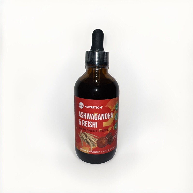 360NUTRITION: ASHWAGANDHA & REISHI Drops (Mood, Balance, Focus) 4oz