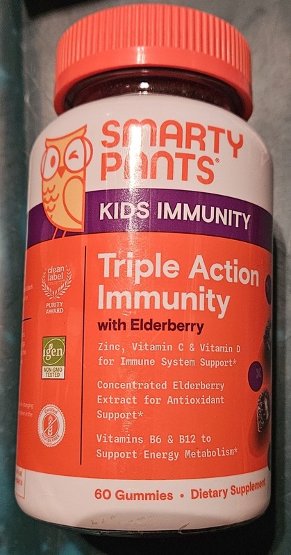 Smarty Pants Kids Triple Action Immunity Gummies Elderberry 60 Ct. Date: 8/27/26