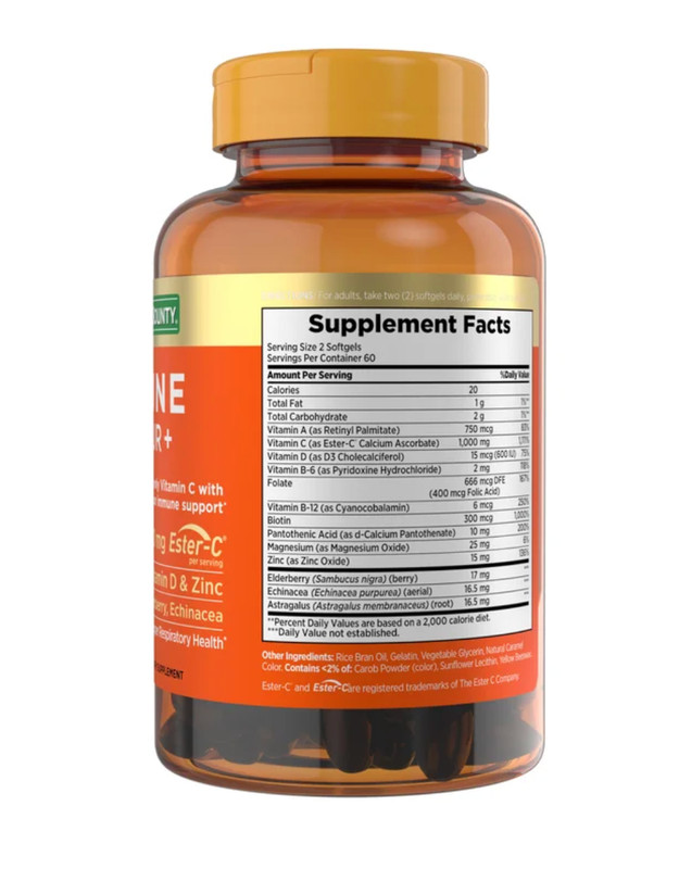 Nature’s Bounty Immune 24 Hour + Immune Support Softgels, 1000mg Vitamin C (120 gallery