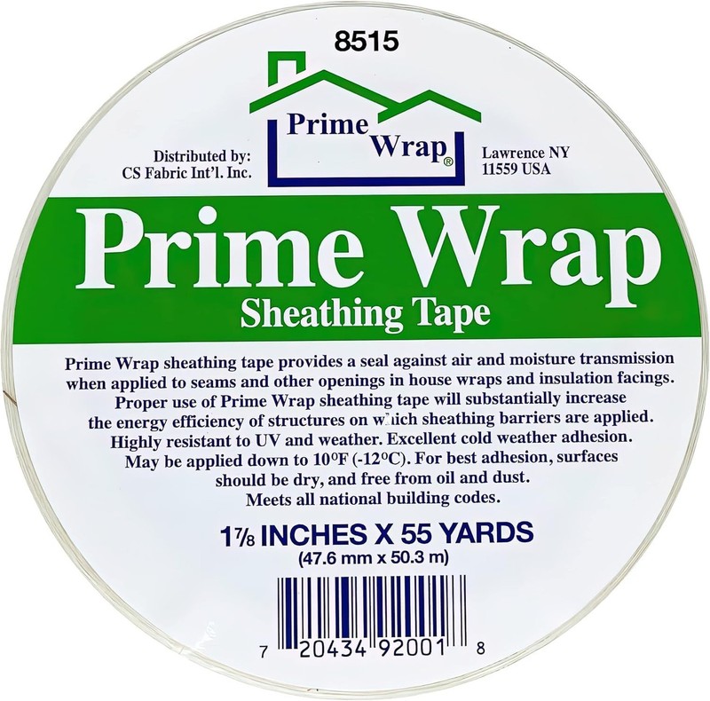 Prime Wrap PRTAPE 17855 Sheathing Tape, 1-7/8-Inch x 55-Yard, White for Home …