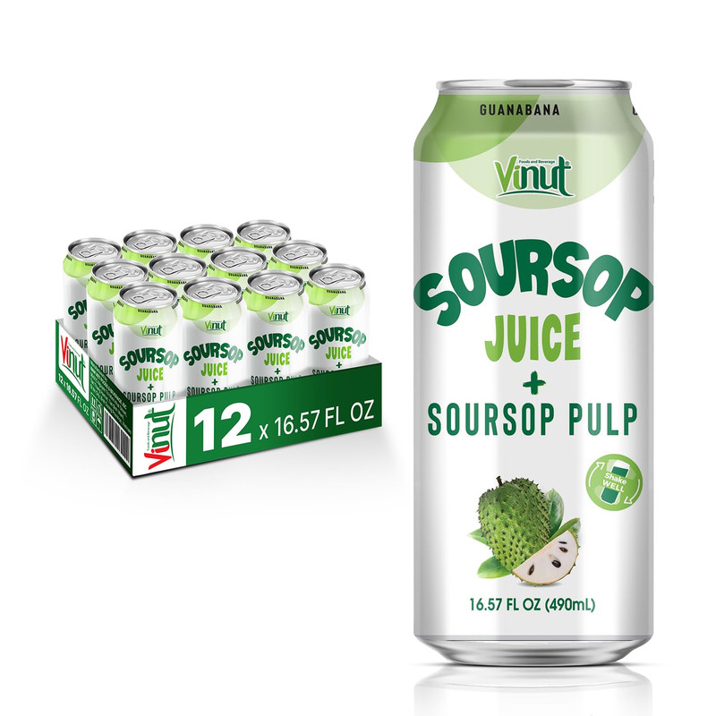 100% Soursop Juice with Pulp (16.57 Fl Oz, Pack 12), No Sugar Added, Real Guanab