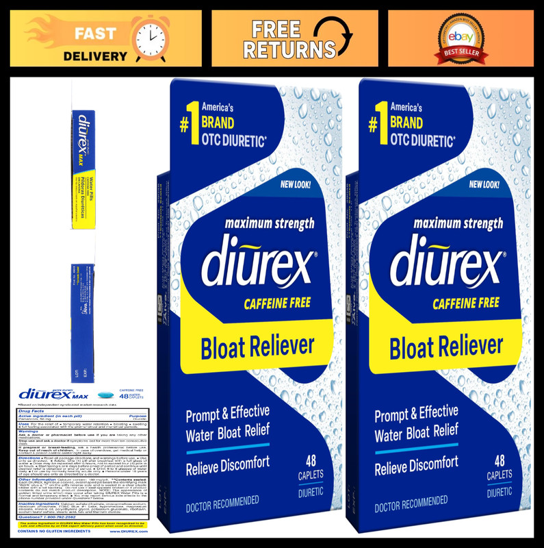 Caffeine-Free Bloat Relief Maximum Strength, 48 Count Pack of 2, Water Retention