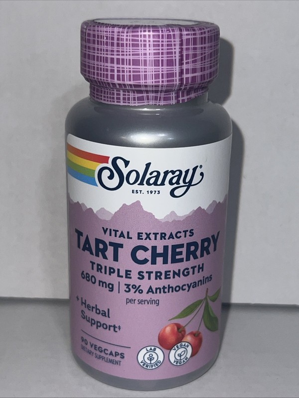 Solaray Vital Extracts Tart Cherry Triple Strength 680 mg 90 Caps Exp 03/28+ FS
