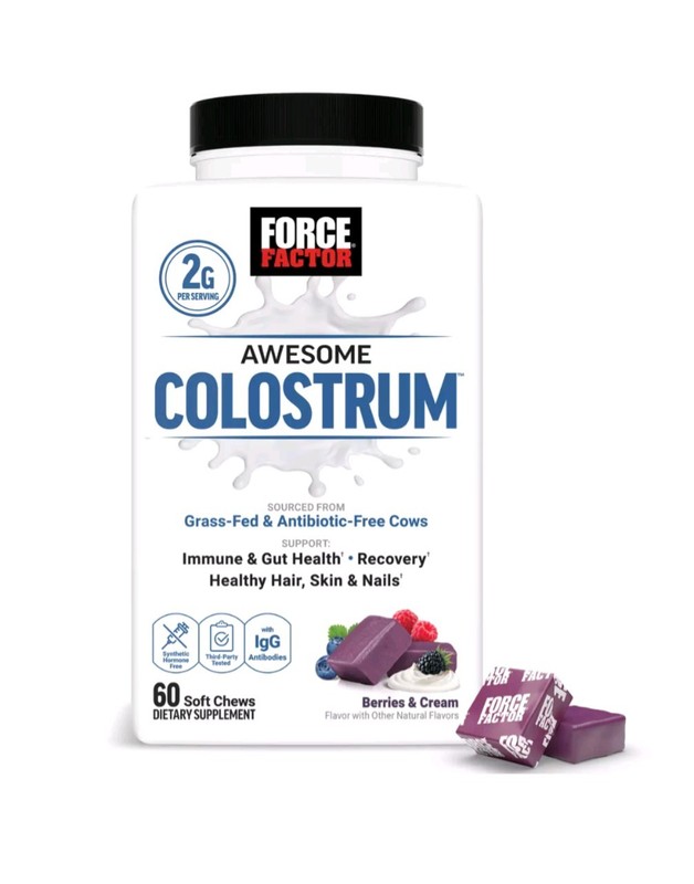 FORCE FACTOR Awesome Colostrum Soft Chews, Support Gut Health, Hair, Skin, Nails