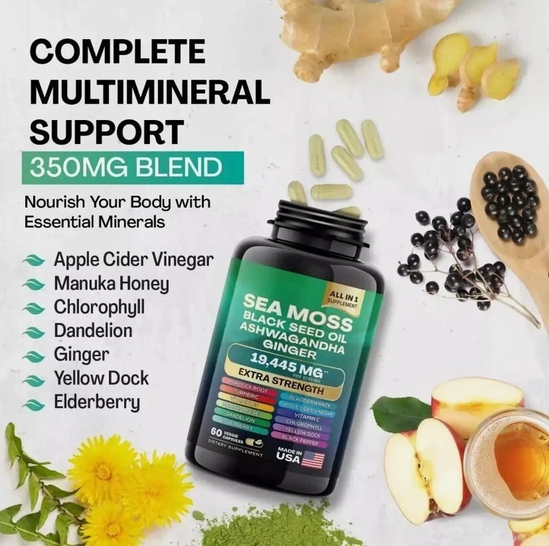 Sea Moss & Shilajit (Black Seed Oil, Turmeric, Ashwagandha, Ginger, Vitamin D gallery