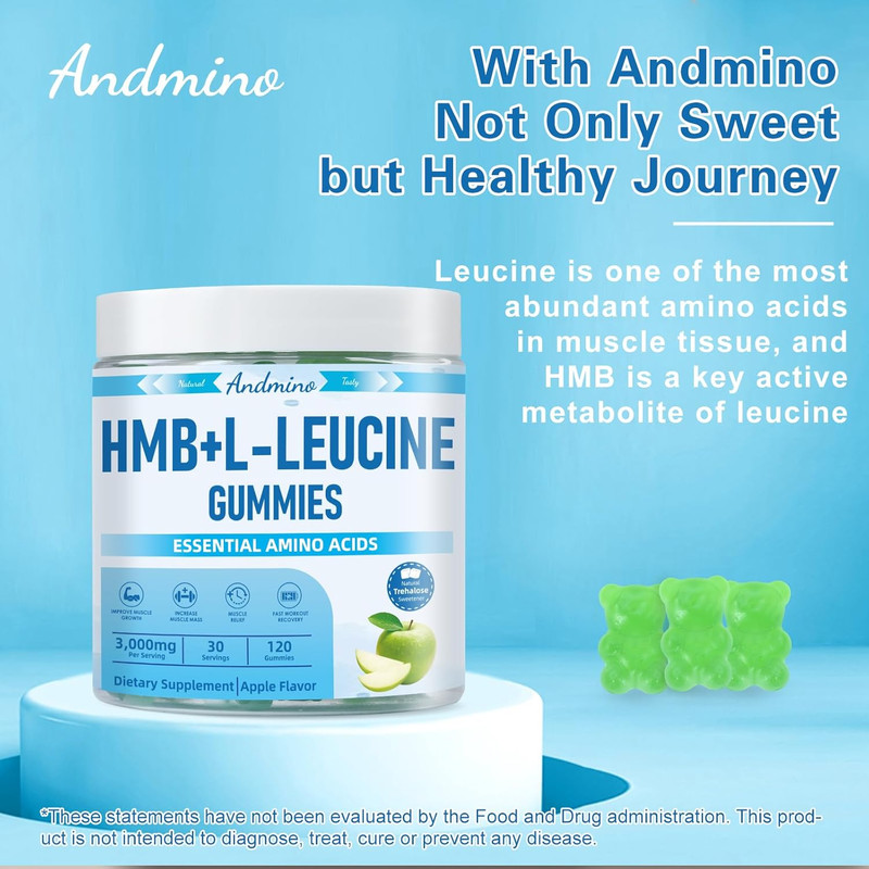 HMB and L-Leucine Gummies, 3000Mg, with Trehalose, for Muscle Growth, Muscle …