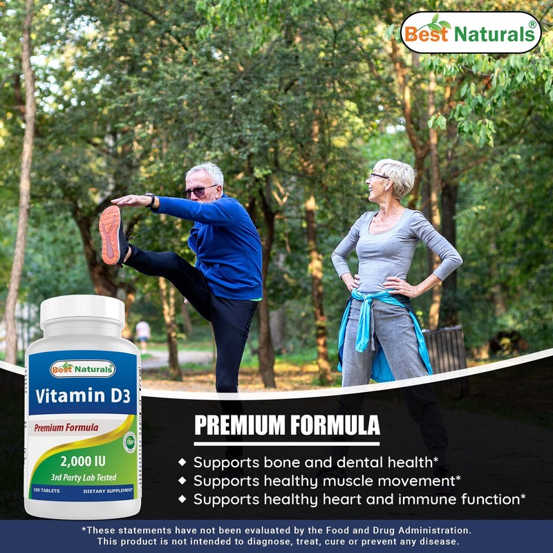 2 Pack Best Naturals Vitamin D3 2000 IU 100 Tablets gallery