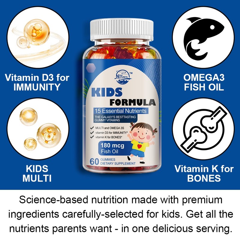 Omega 3 (EPA/DHA) Filled Gummies for Kids with Multivitamin, Zinc+ A+C+D3+K2 gallery