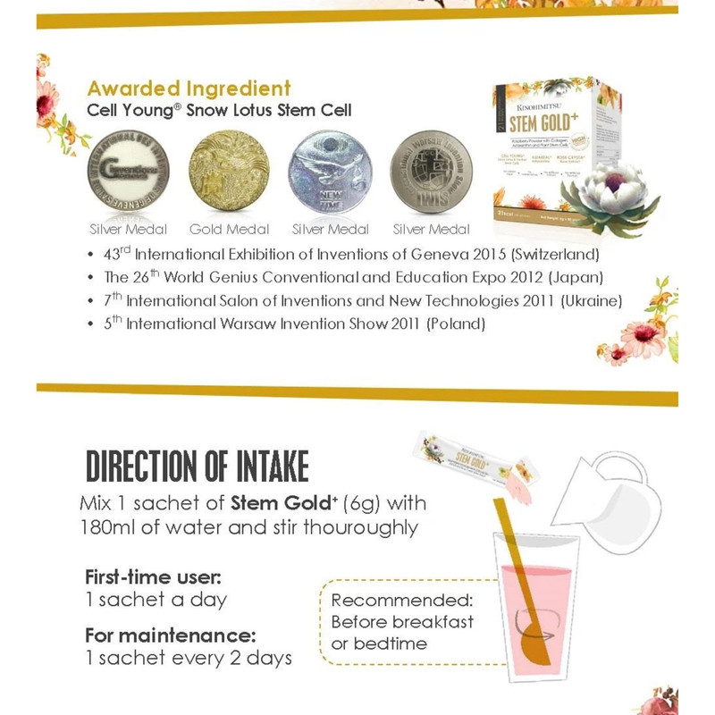 2 packs x KINOHIMITSU Stem Gold + Collagen 180g - Improves Skin Elasticity gallery