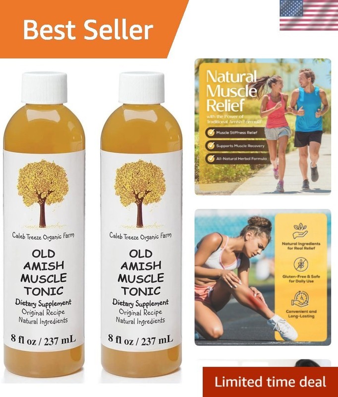 Organic Old Amish Muscle Tonic 8 oz Bottles (Set of 2) for Muscle Health