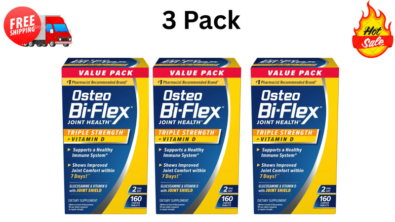 Pack 3 Osteo Bi-Flex Triple Strength Joint Health Supplements + Vitamin D 160 Ct