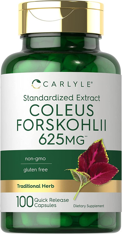 Coleus Forskohlii Capsules 625Mg 100 Count Non-Gmo & Gluten Free Standardized Ex