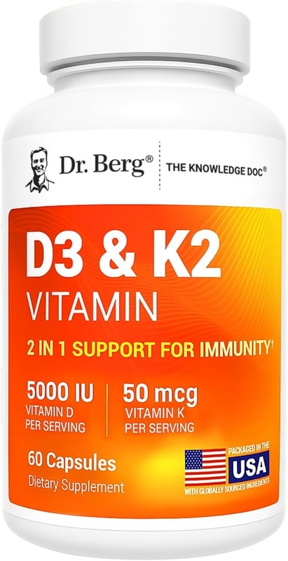 Maximum Strength 2-In-1 Vitamin D3 K2 5000 IU | Naturally Derived D3 |