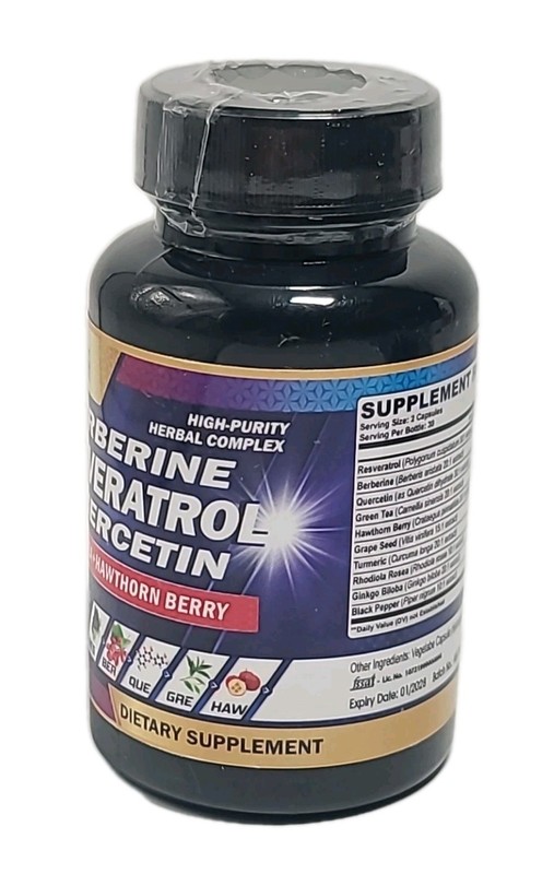 ( LOT OF 2 ) BERBERINE QUERCETIN Green Tea + Hawthorn Berry 60 CAPSULES• 01/28 gallery