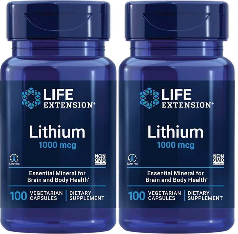 Life Extension Lithium 1000 mcg (2 Pack), 100 Vegetarian Capsules
