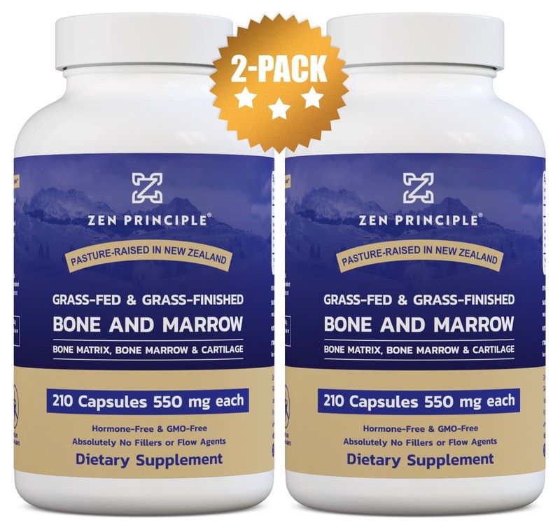 Grass Fed Beef Bone Marrow Supplement, 3300mg. 210 Capsules. 2-pack.