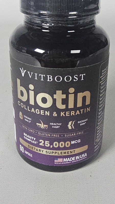 VITBOOST Biotin with Hyaluronic Acid, Collagen and Keratin – 25000 mcg 11/3/2028