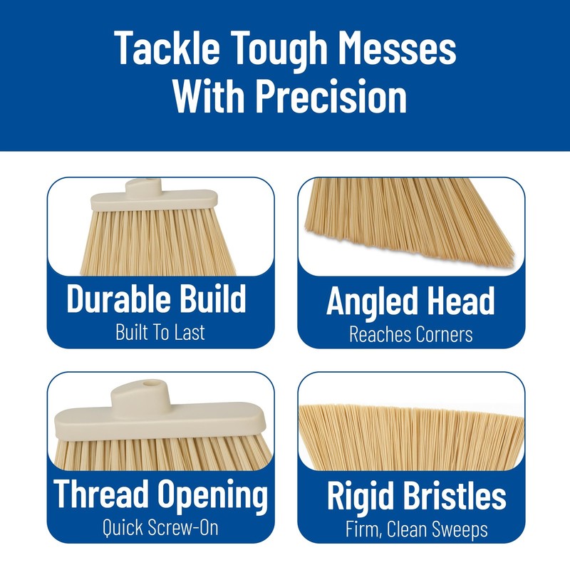 Plastic Broom Head, Angled, Un-Flagged for Large Debris Indoor, Outdoor, Home... gallery