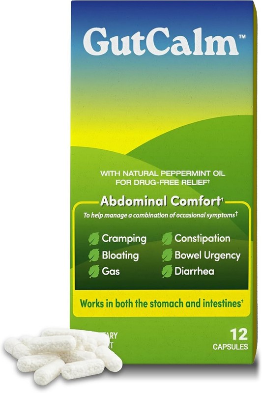 GutCalm IBS Relief Peppermint Oil Capsules Bloating Gas Constipation Comfort