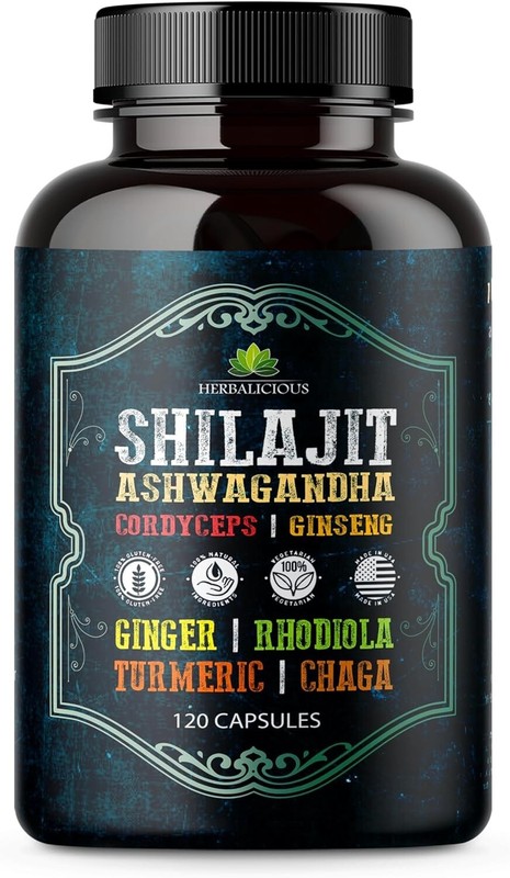 Capsules with Ashwagandha, Cordyceps, Ginseng, Rhodiola, Turmeric,…