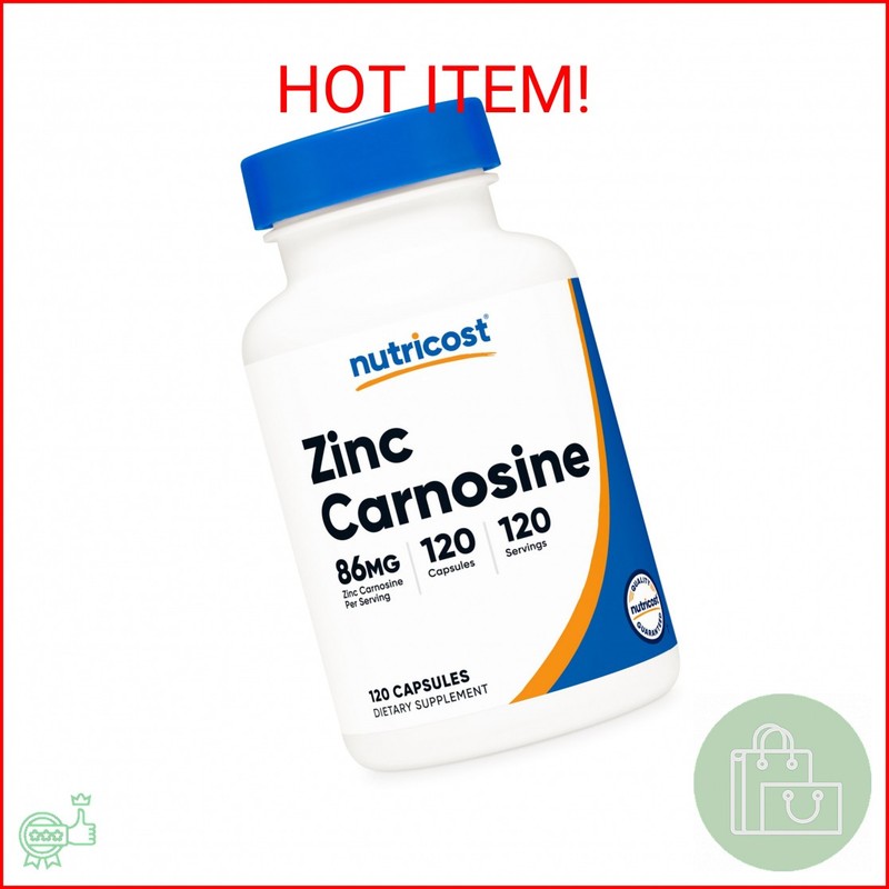 Nutricost Zinc Carnosine 86mg, 120 Capsules - Non-GMO, Gluten Free, Zinc L-Carno