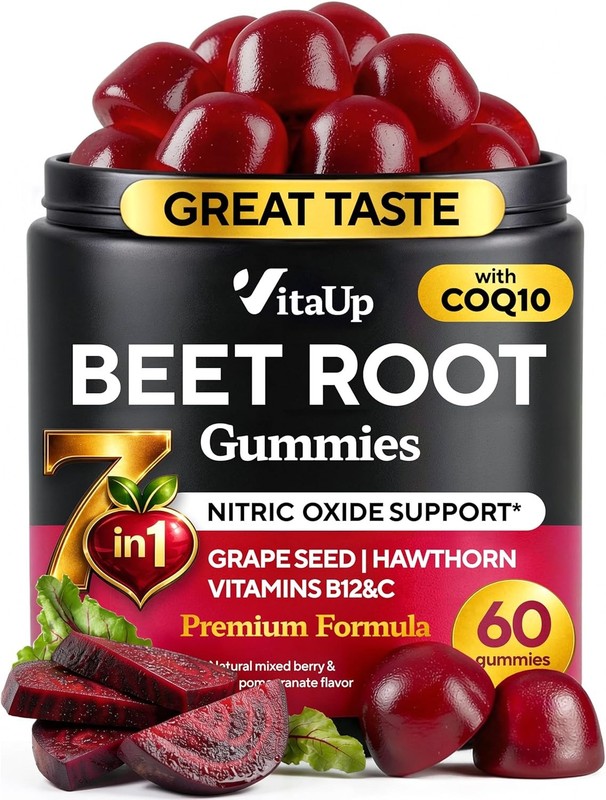 VitaUp Beet Root Gummies with CoQ10 Vitamin C B12 Nitric Oxide Support