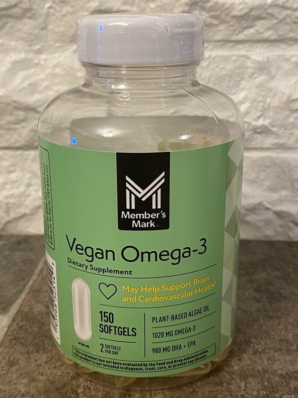Member’s Mark Vegan Omega-3 Softgels 150 Count EXP 08/2027 or Latest.