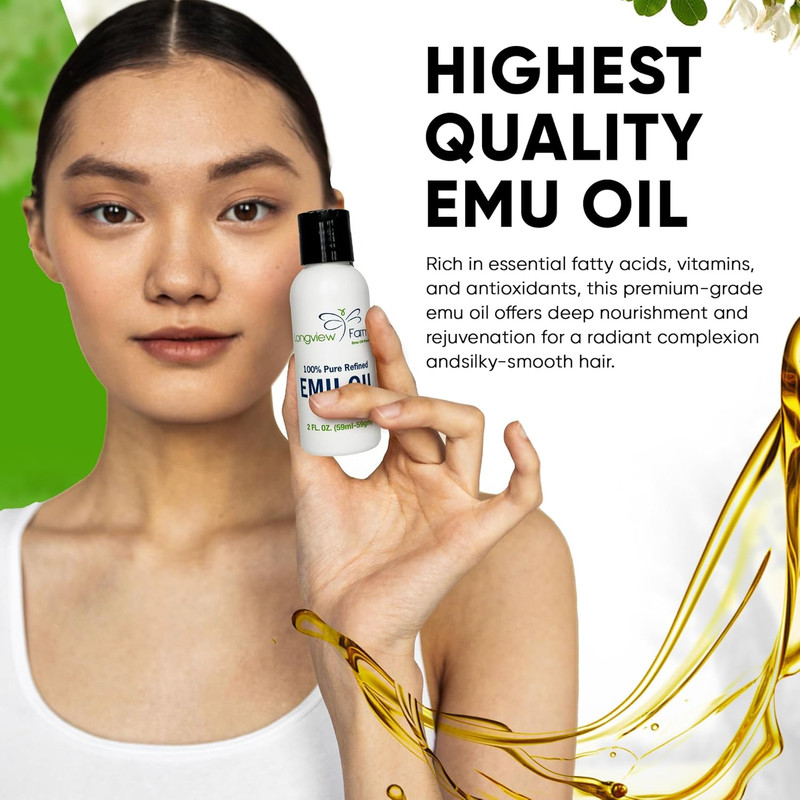 ® Emu Oil - Hair and Body - 100% Pure & Refined Emu Oil for Skin & Hair Care | P gallery