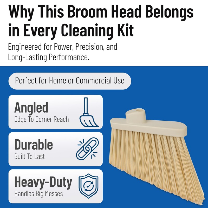 Plastic Broom Head, Angled, Un-Flagged for Large Debris Indoor, Outdoor, Home... gallery