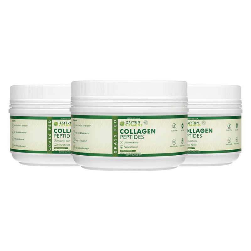 Zaytun Halal Collagen Peptides Support Joints, Hair, Skin & Nails Health (3Pack)