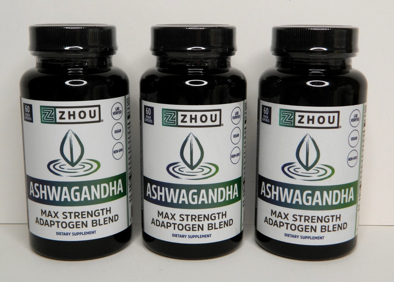 3 Zhou Ashwagandha Max Strength Adaptogen 60 Caps Stress Mental Energy Mood 4/27