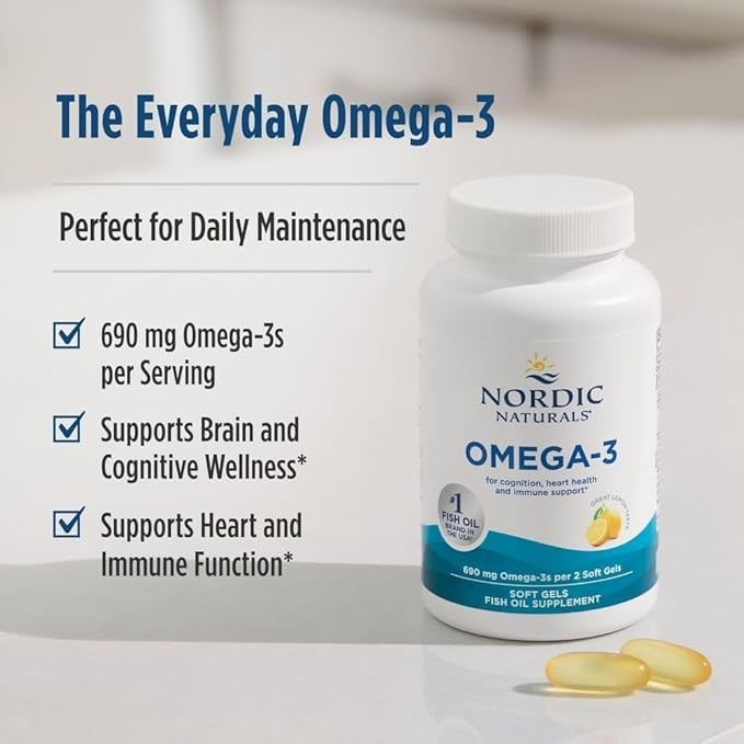 Nordic Naturals Omega-3 690mg Lemon Flavor - 180 Soft Gels Exp 06/2028+ gallery