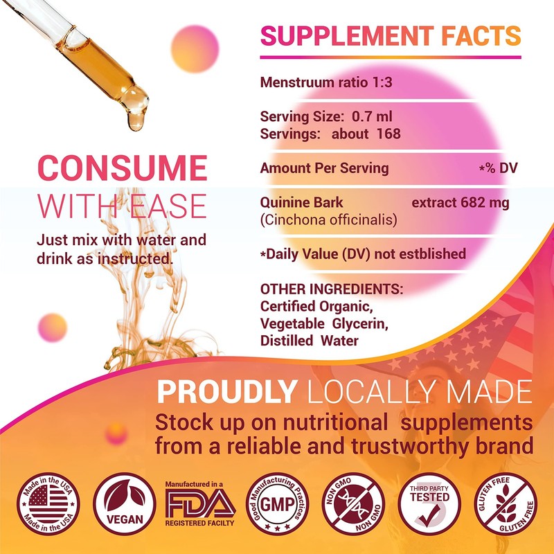 Quinine Liquid Extract 4oz – Restless Legs & Nighttime Cramp Relief, Natural gallery