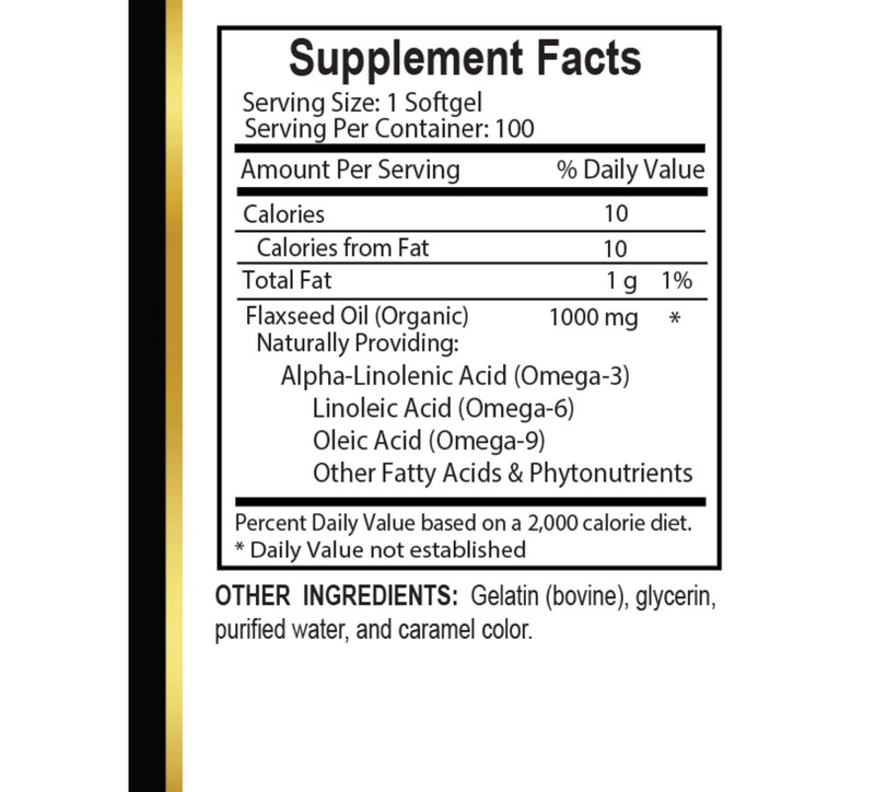 Organic Flaxseed Oil – 100 Count – Cold-Pressed – Plant-Based Omega 3-6-9 – 1 B gallery