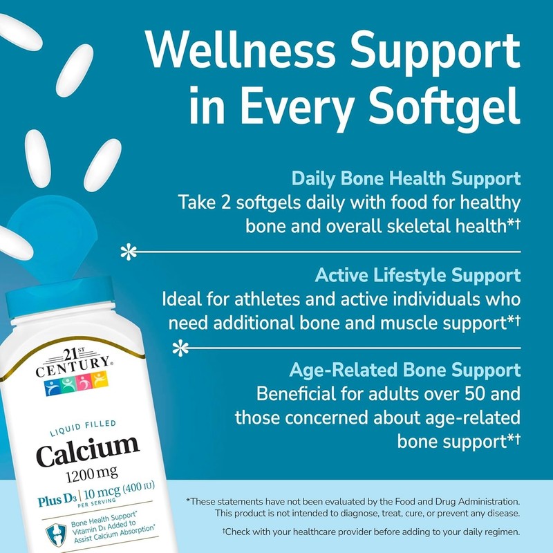 Calcium Plus D3 Liquid Filled Softgel, 1200 mg, 90 Count gallery