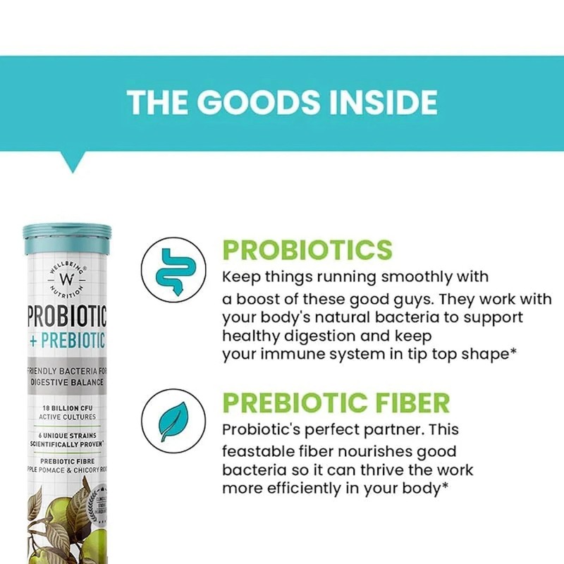Wellbeing Nutrition Probiotics + Prebiotics - 21 Effervescent Tabs ( Pack of 2 ) gallery