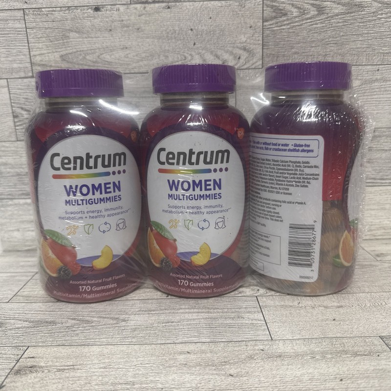 3 Centrum Women’s Multivitamin Supplement Gummies Assorted Fruit 170ct (Exp06/27