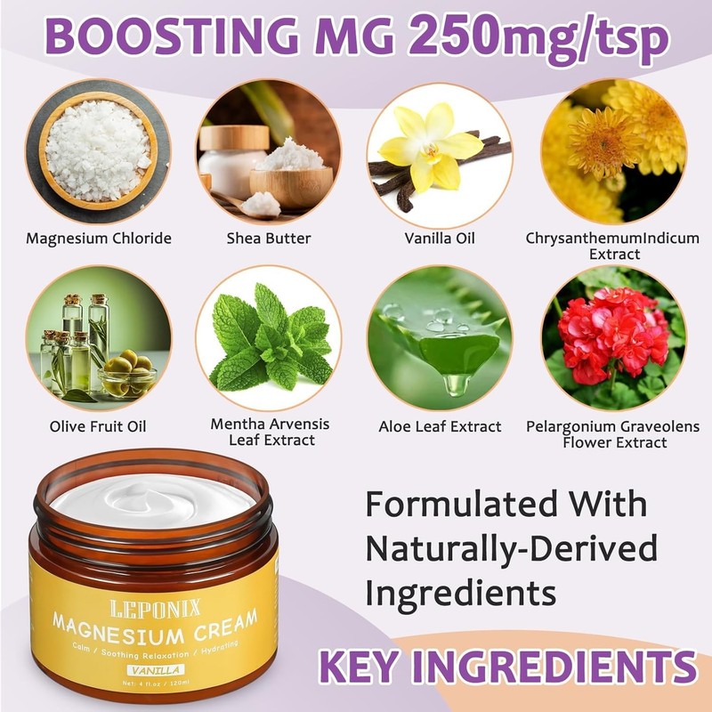 Magnesium Cream for Sleep & Muscle Recovery - Soothing Topical Magnesium Lotion gallery
