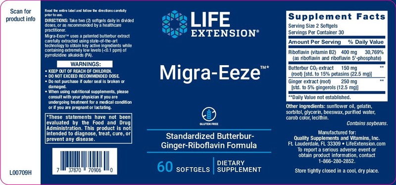 Life Extension Migra Eeza Butterbur Ginger Riboflavin for Head Support 60Softgel gallery