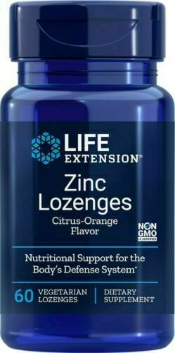 Life Extension Zinc Citrus-Orange 60 Vege Lozenges each, 3 Bottles, Newest Exp.